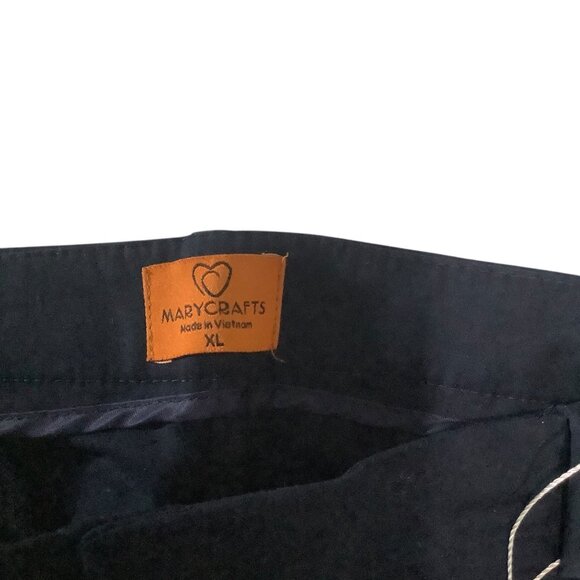Mary Crafts Navy Blue Pleated Pants XL Cotton/Elastane Blend NWT - Picture 4 of 5